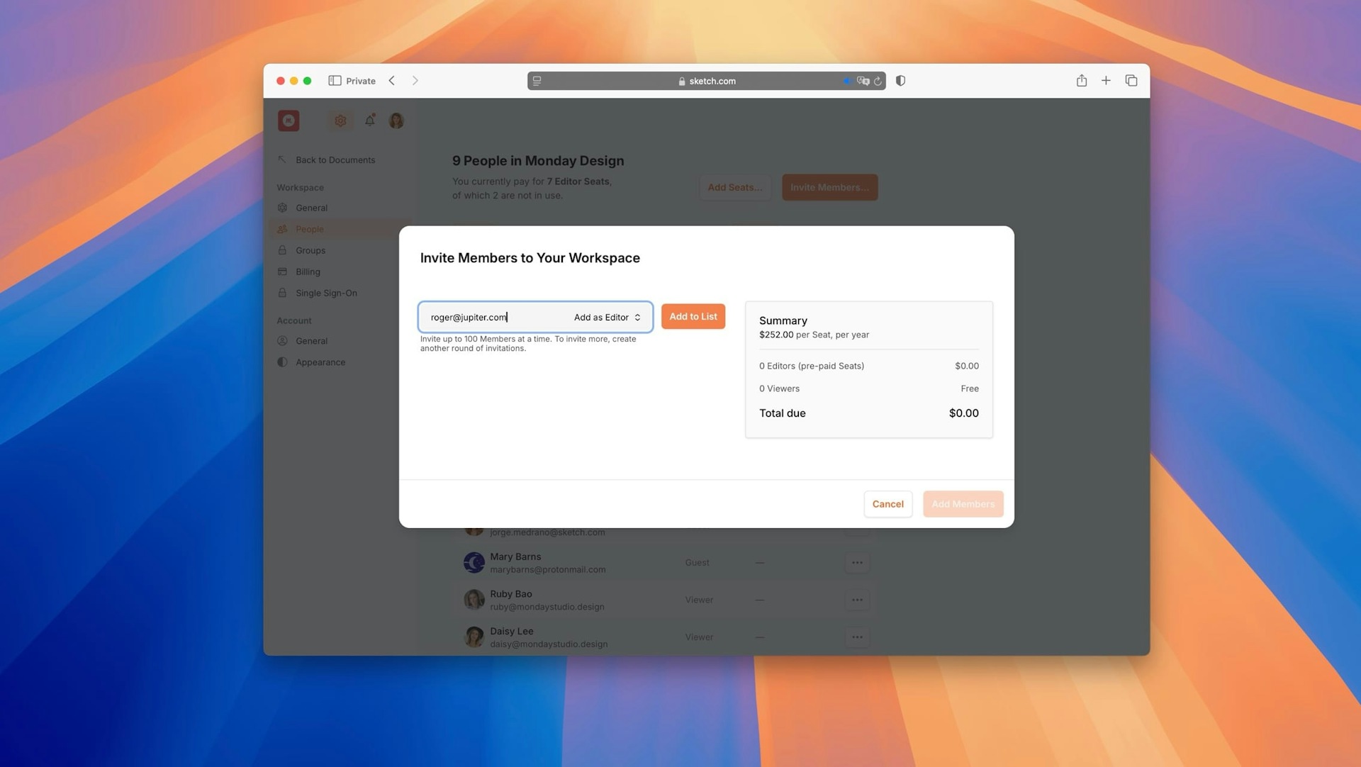 An existing user creates a new Workspace.