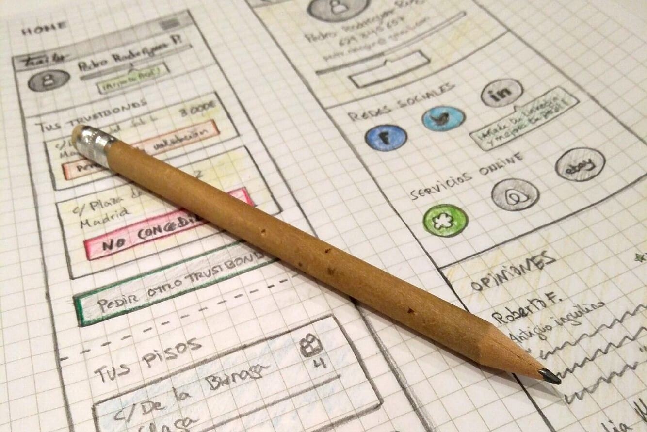 A hand-drawn image of a low-fidelity prototype.