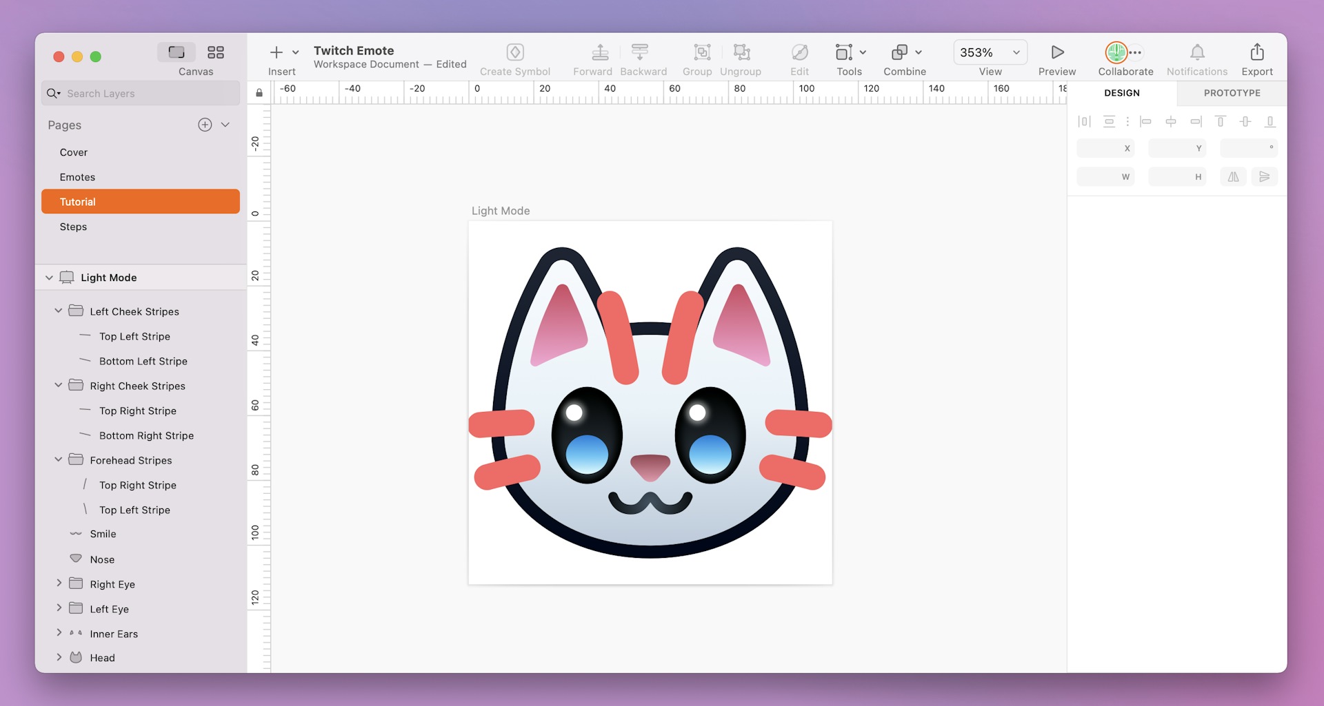 An image showing six lines drawn using the Line tool in Sketch.