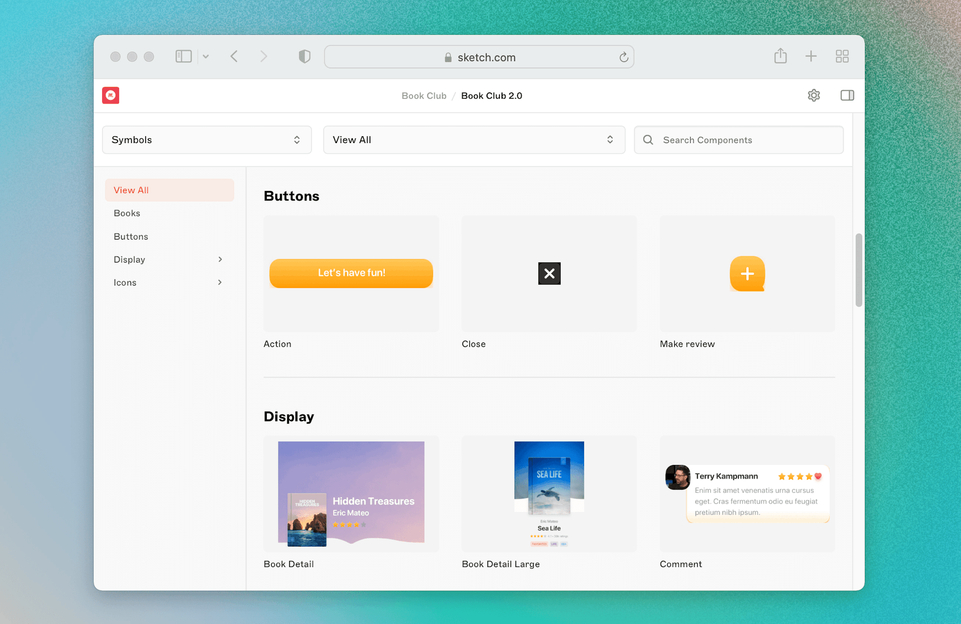 Image showing the Components web view in a browser.