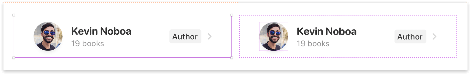 Image showing the two types of selection boxes that appear in the Mac app