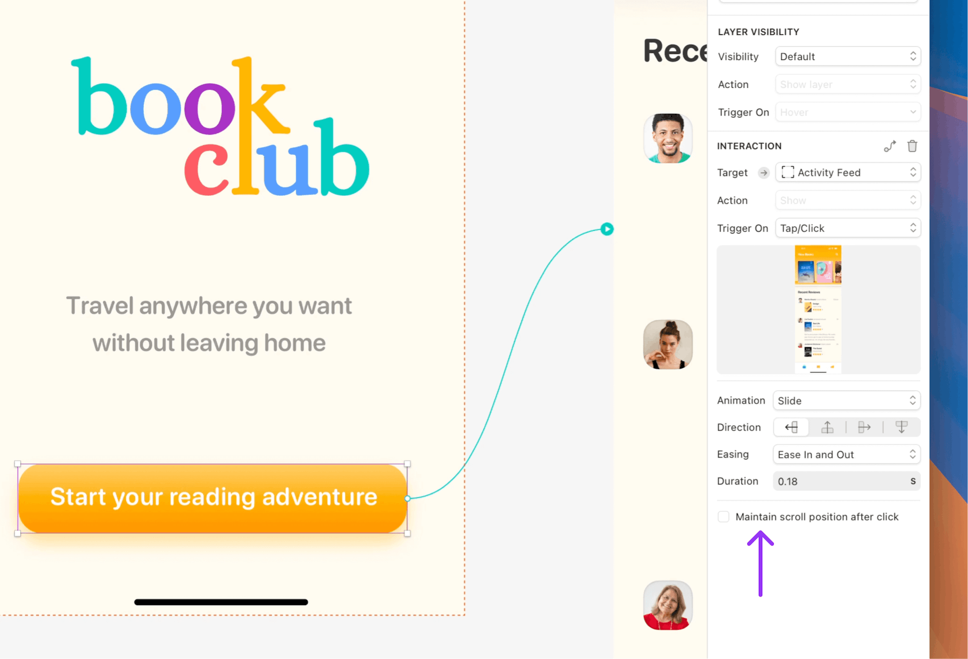 A screenshot showing where to find the option to maintain the scroll position.